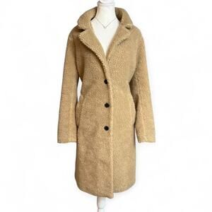 Abercrombie & Fitch Brown Soft Fur Long Line Warm Coat Women’s Size Large